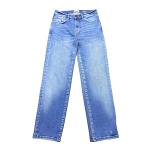 Kensie Jeans The Ella High Rise Straight Blue Denim 2/26 Medium Wash Distressed